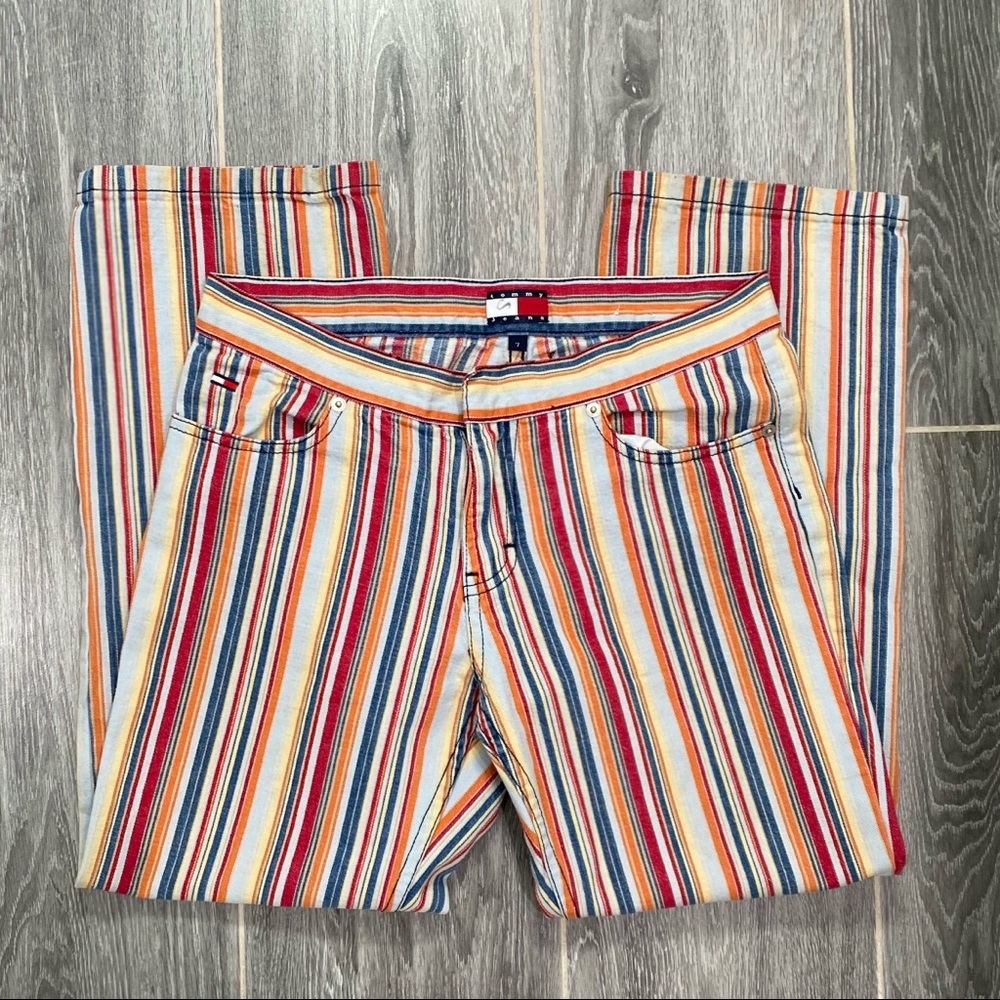 Vintage Tommy Hilfiger colorful pinstriped jeans